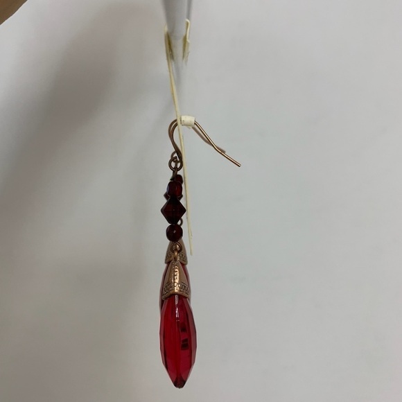 NWT Carol Dauplaise Gold & Red dangle earrings - Picture 6 of 10